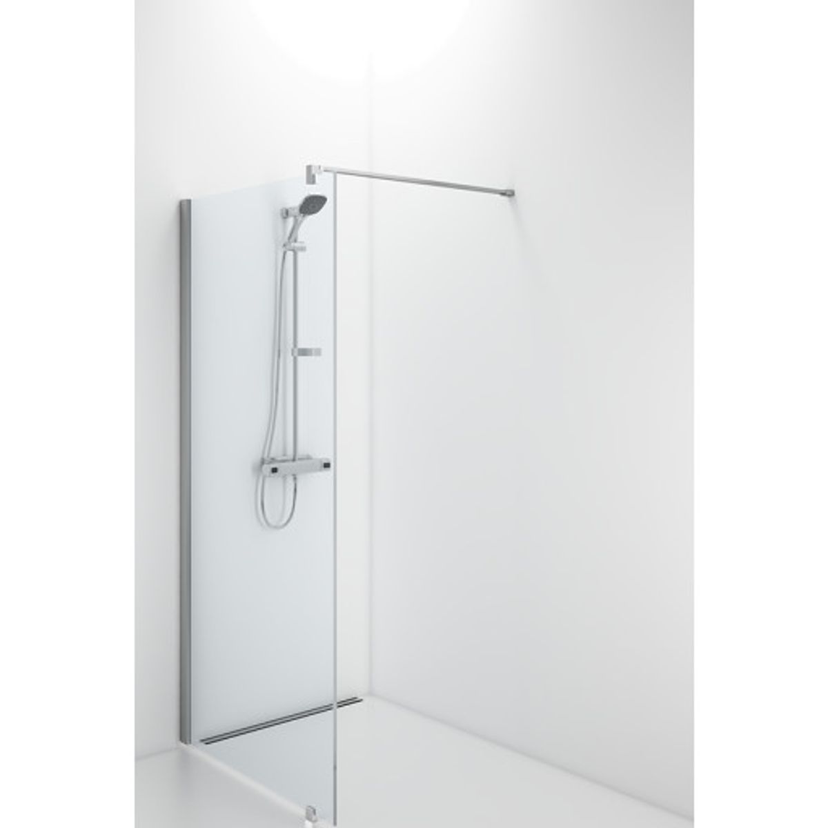 Contura Shower space sfnk 900 fast væg klart hærdet glas og alu.profil