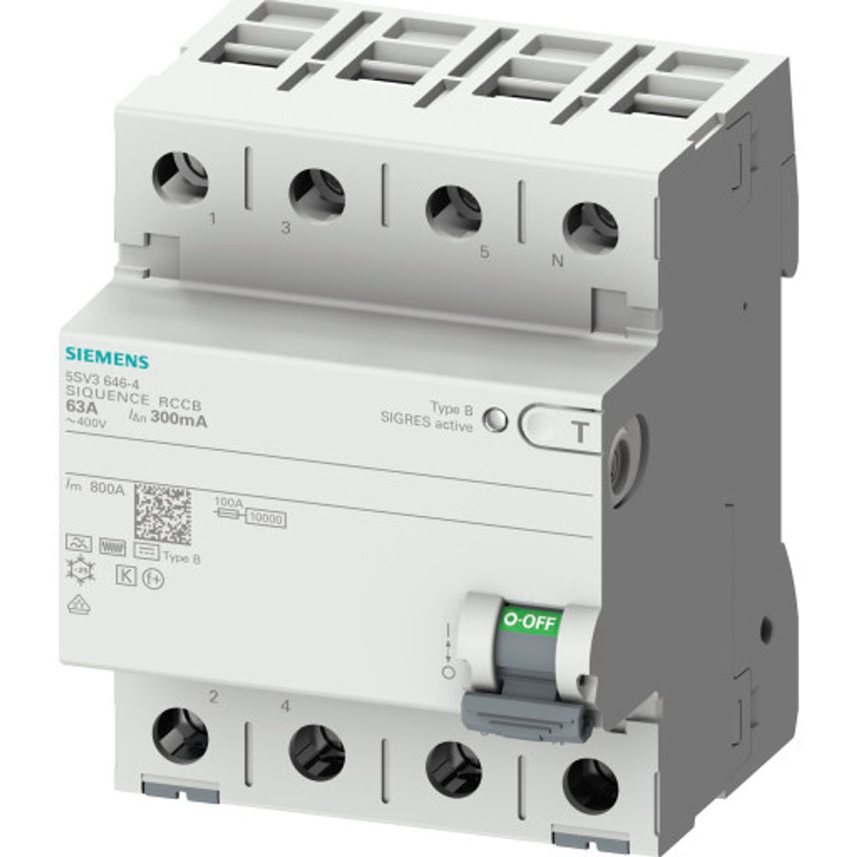 Siemens 5SV HPFI relæ B, 4P, 63A