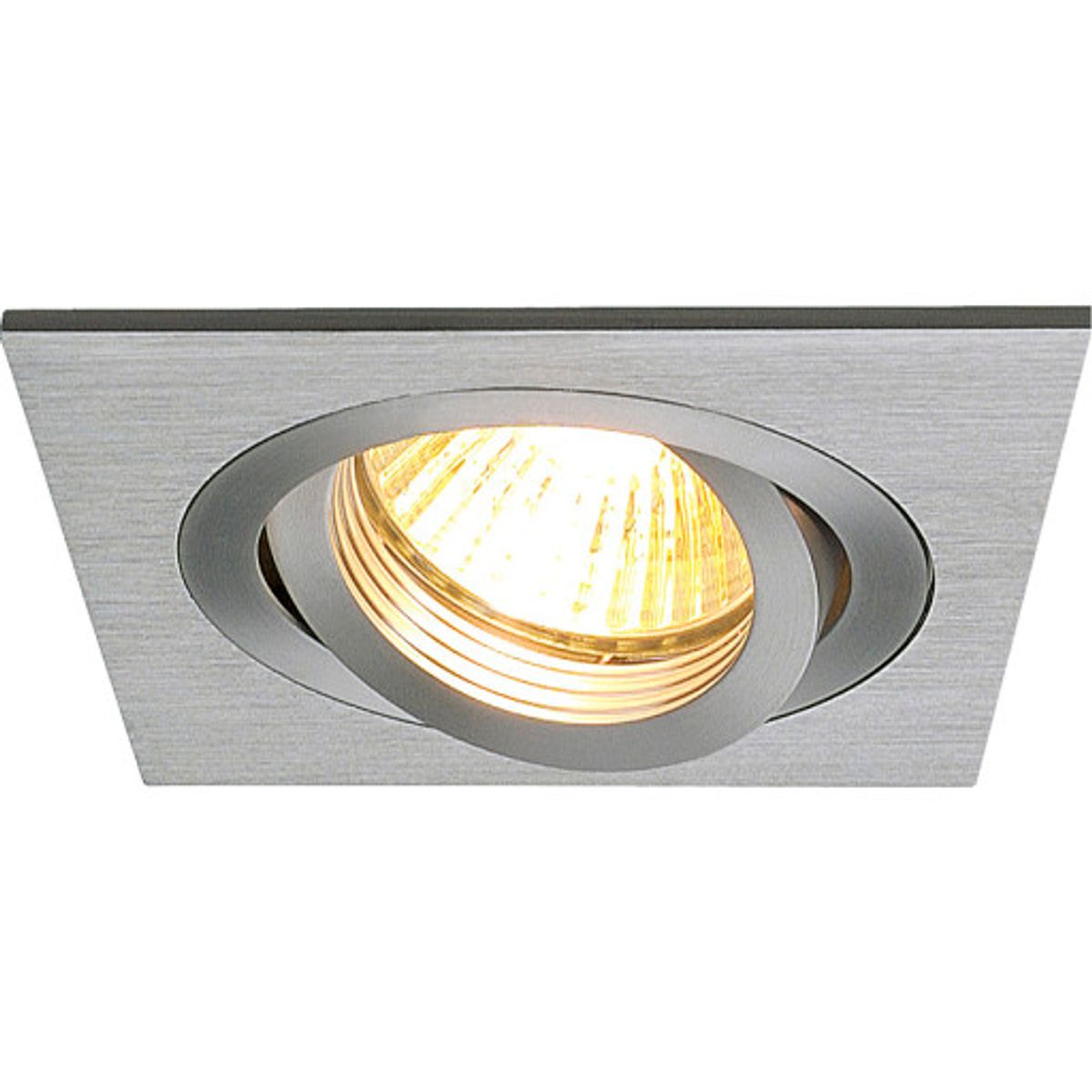 NEW TRIA I GU10 downlight, firkantet, børstet alu, maks. 50W