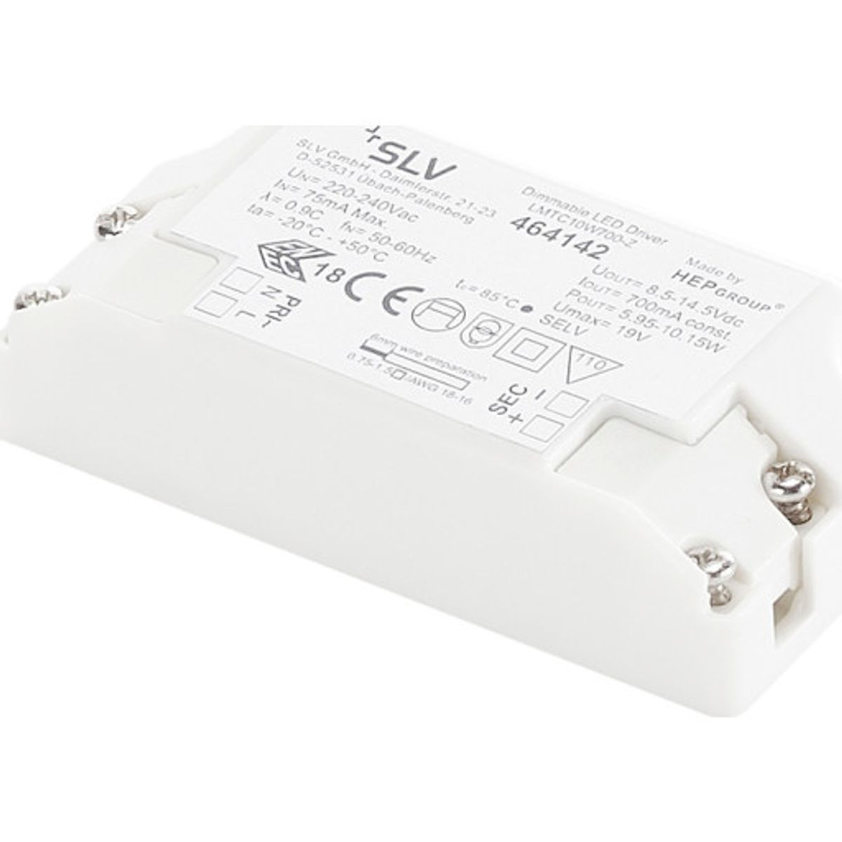 SLV LED driver, 700mA/10,5W, dæmpbar