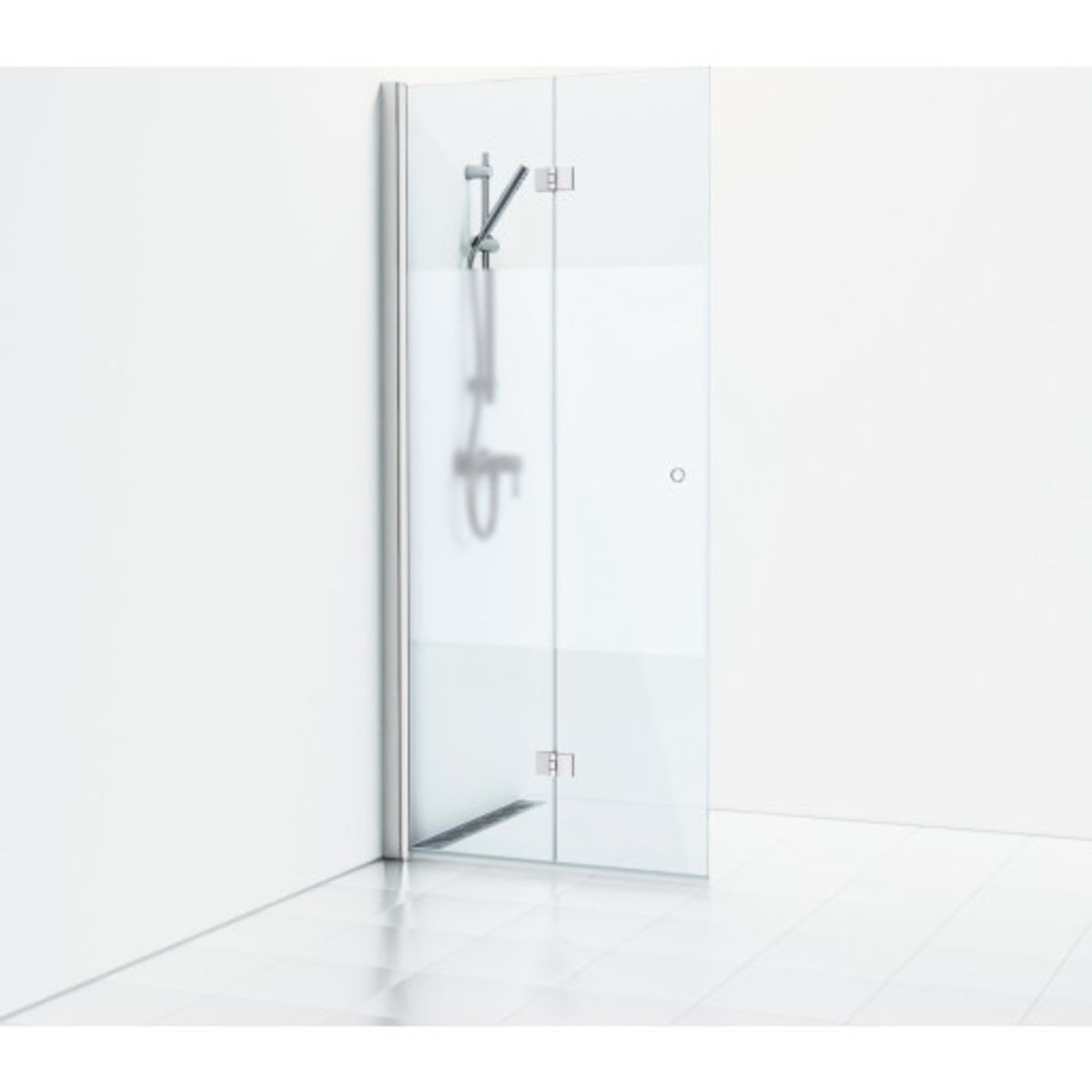 Svedbergs Skoga brusedør, 96 cm, halvfrostet glas, mat aluminium profil