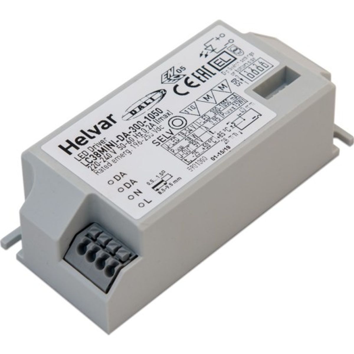 LED Minidriver LC38MINI uden aflastning, 38W, Dali2, 300-1050mA