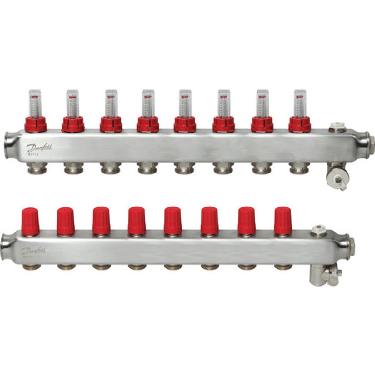 Danfoss SSM manifoldsæt 8+8 m/flowmetre og endestykke