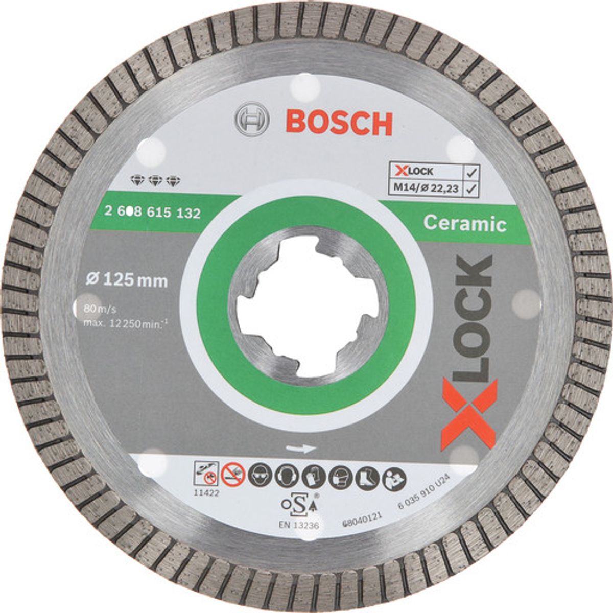 Bosch X-LOCK diamantskæreskive, ceramic 125/22,23 x 1,4/7 mm