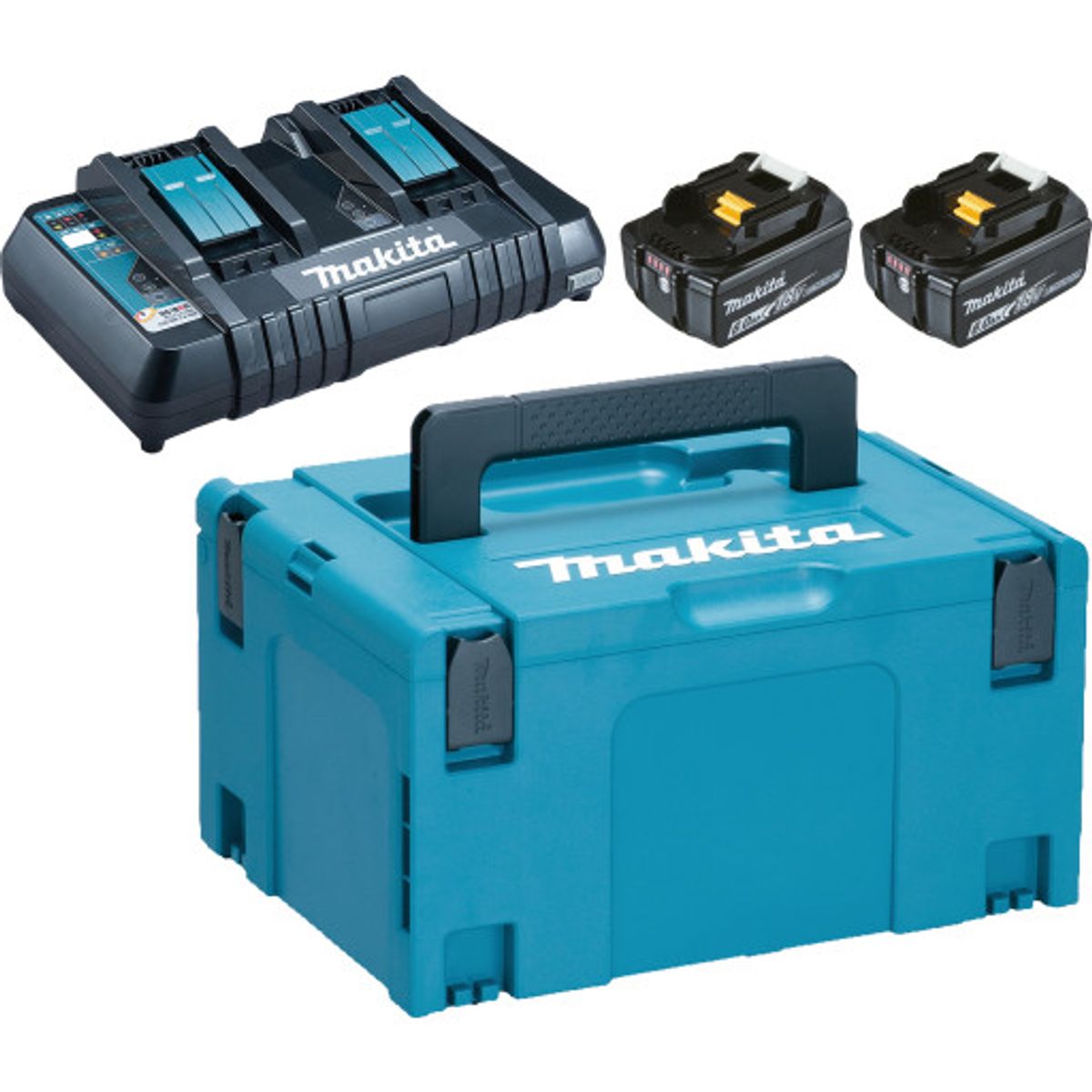 Makita LXT batterisæt 2 x 18V/6,0Ah m. dobbelt lader & kasse