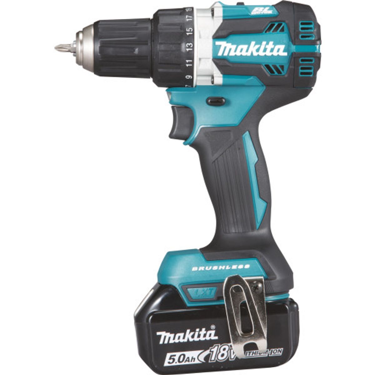 Makita Kompakt Bore/Skruemaskine m/batterier 3 x 18 Volt/5,0 Ah