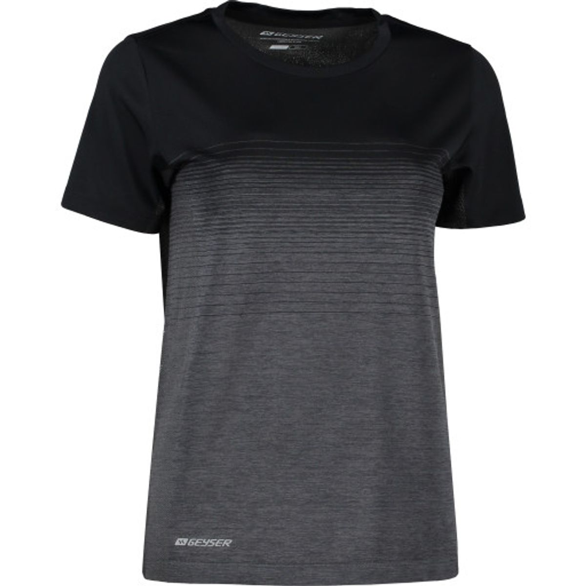 Geyser dame sømløs stribet T-shirt, G11024, sort, str. XS