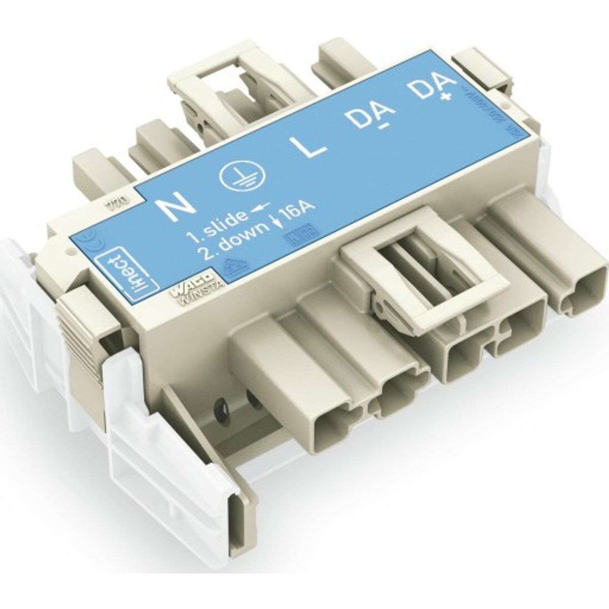 Linect T-stykke; 5-polet; Kodn. I; 1 indgang; 2 udgange; blå