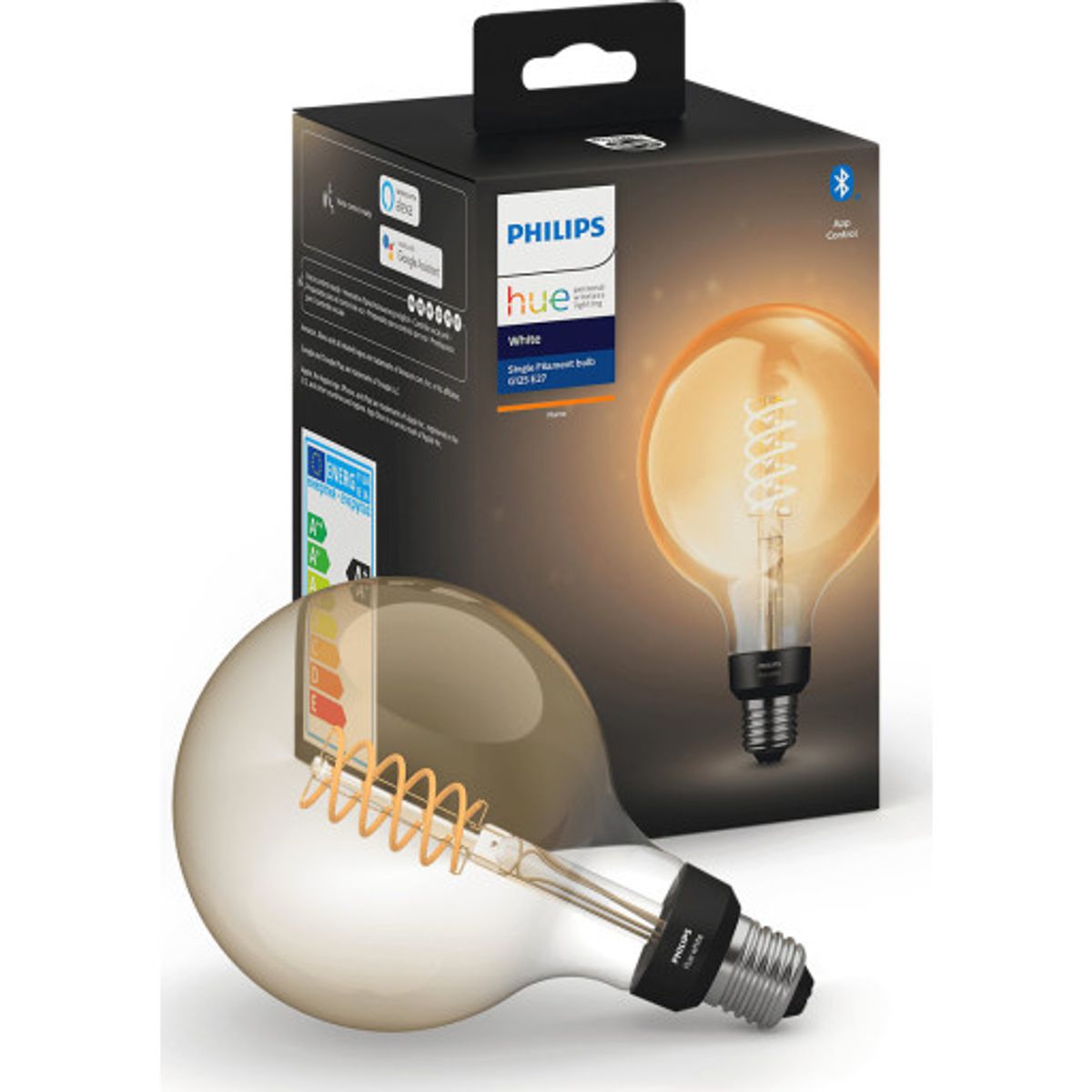 Philips Hue White E27 globepære, 2100K, 7W, Ø12,5 cm