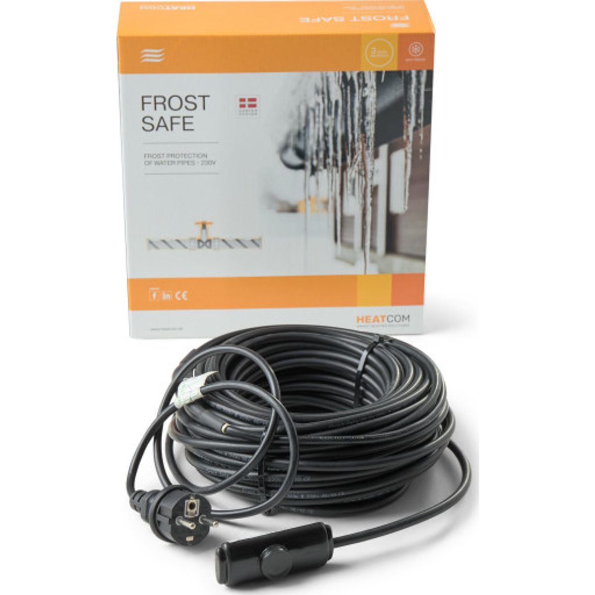 Frost Safe med termostat, 4,0 m med Schuko-stikprop