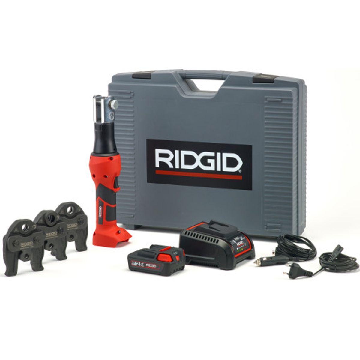 Ridgid pressmaskine RP219, med batteri, lader og V15-18-22 kæber