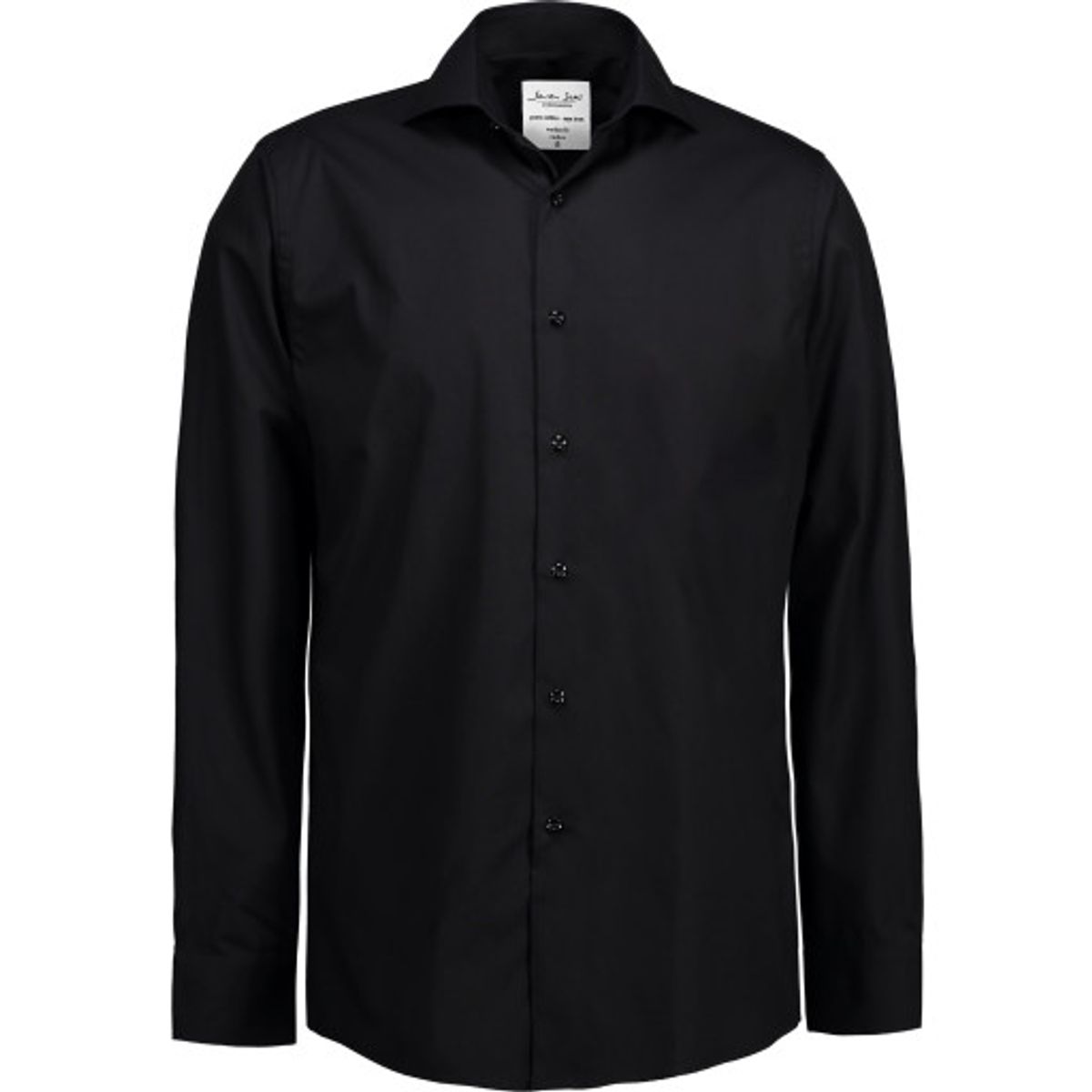 Seven Seas skjorte SS8, modern fit, strygefri, sort, str. 5XL