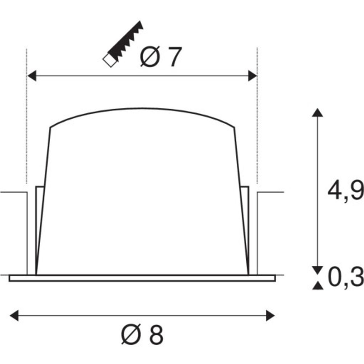 NUMINOS S, indbygningsspot, 8W, 4000K, 55°, sort/krom