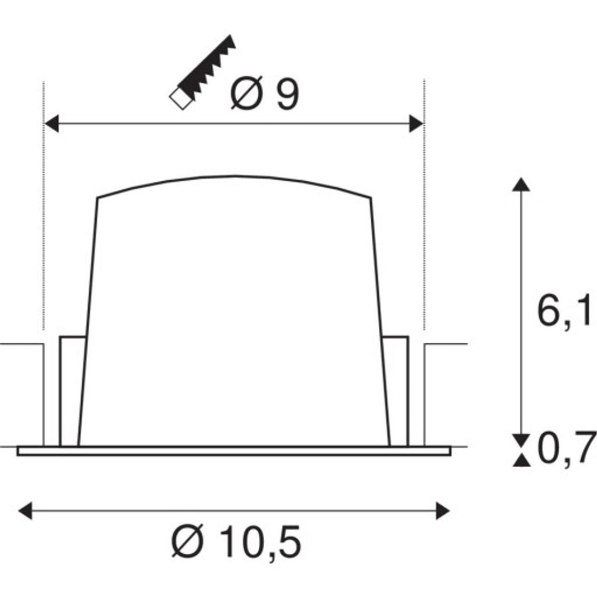 NUMINOS M, indbygningsspot, 17W, 2700K, 40°, sort