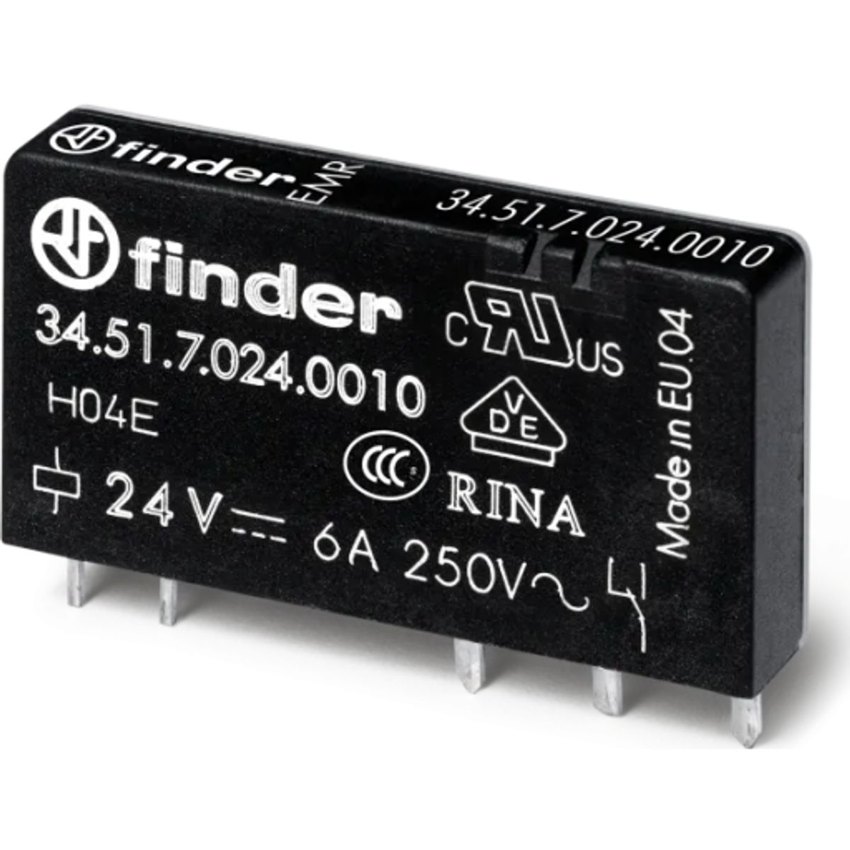 20 stk Relæ S34 PCB/Plug-in, 1 CO kontakt, 6A, 24V DC, sensitiv