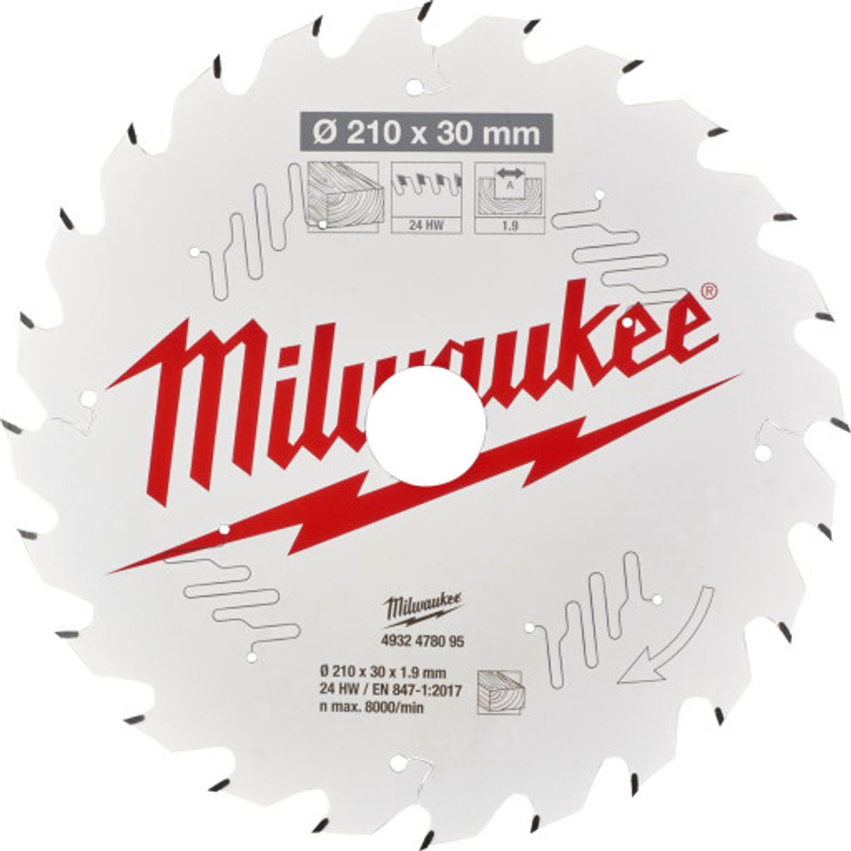 Milwaukee rundsavklinge til bordsav, Ø210/30 mm, 24 td, til træ