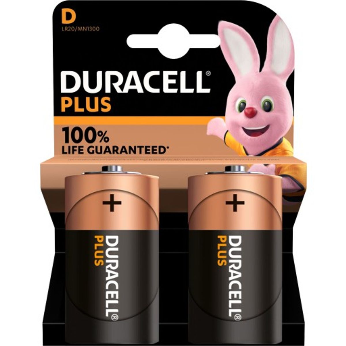 Duracell Plus D batterier, 2 stk.