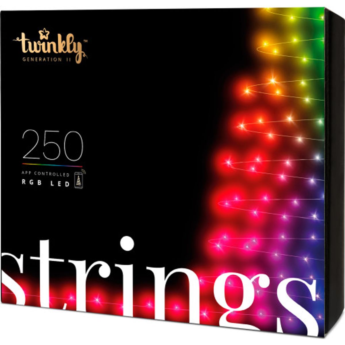 Twinkly Strings lyskæde 20 meter med 250 lys i farver