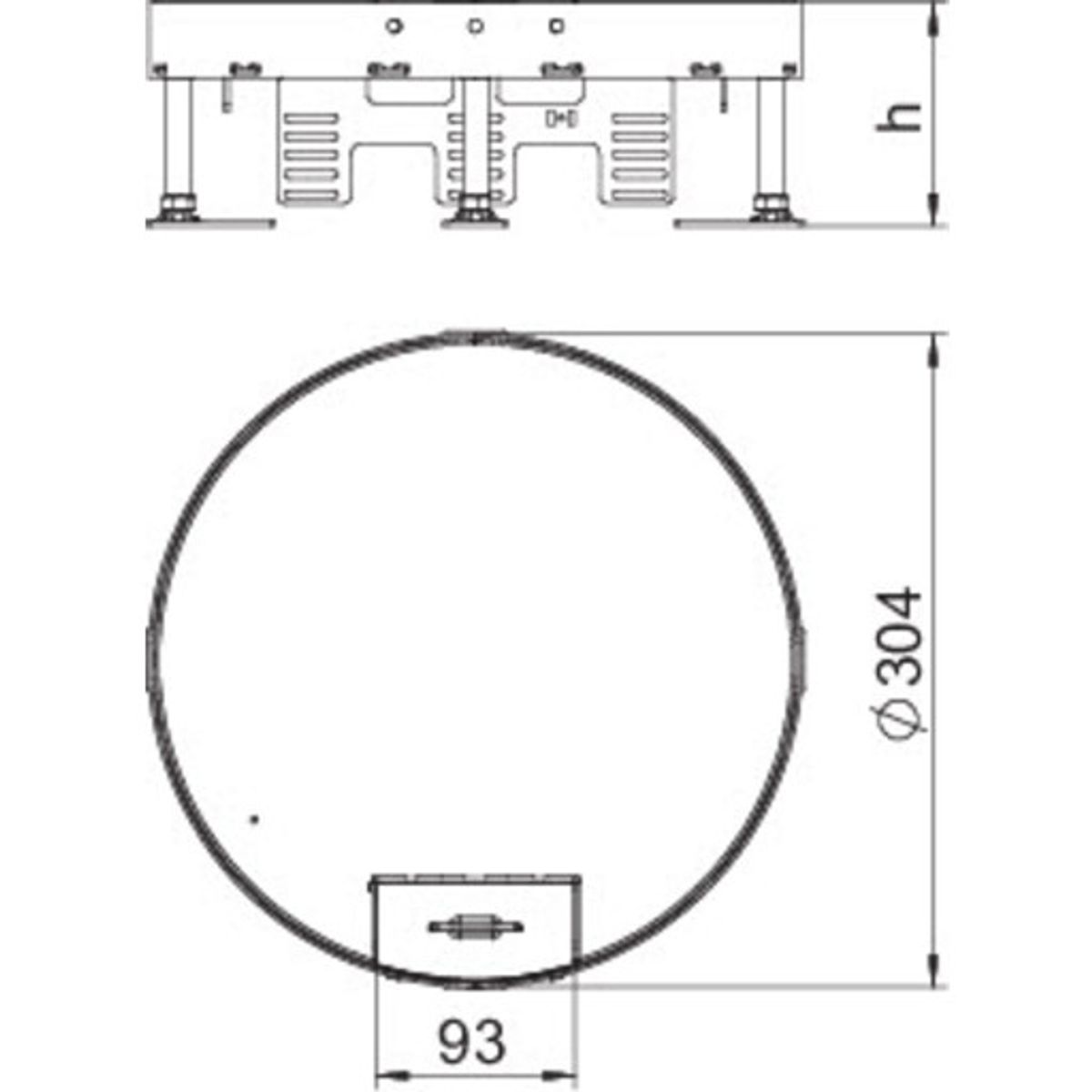 Rund gulvboks Med ledningsudgang Ø 305mm, RKS2 R9 V20