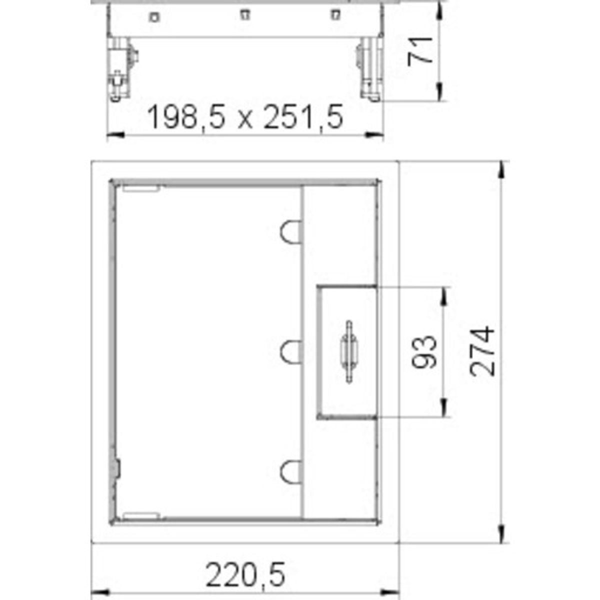 Gulvboks til universalmontering 274x221x70 GES6M-2 10U