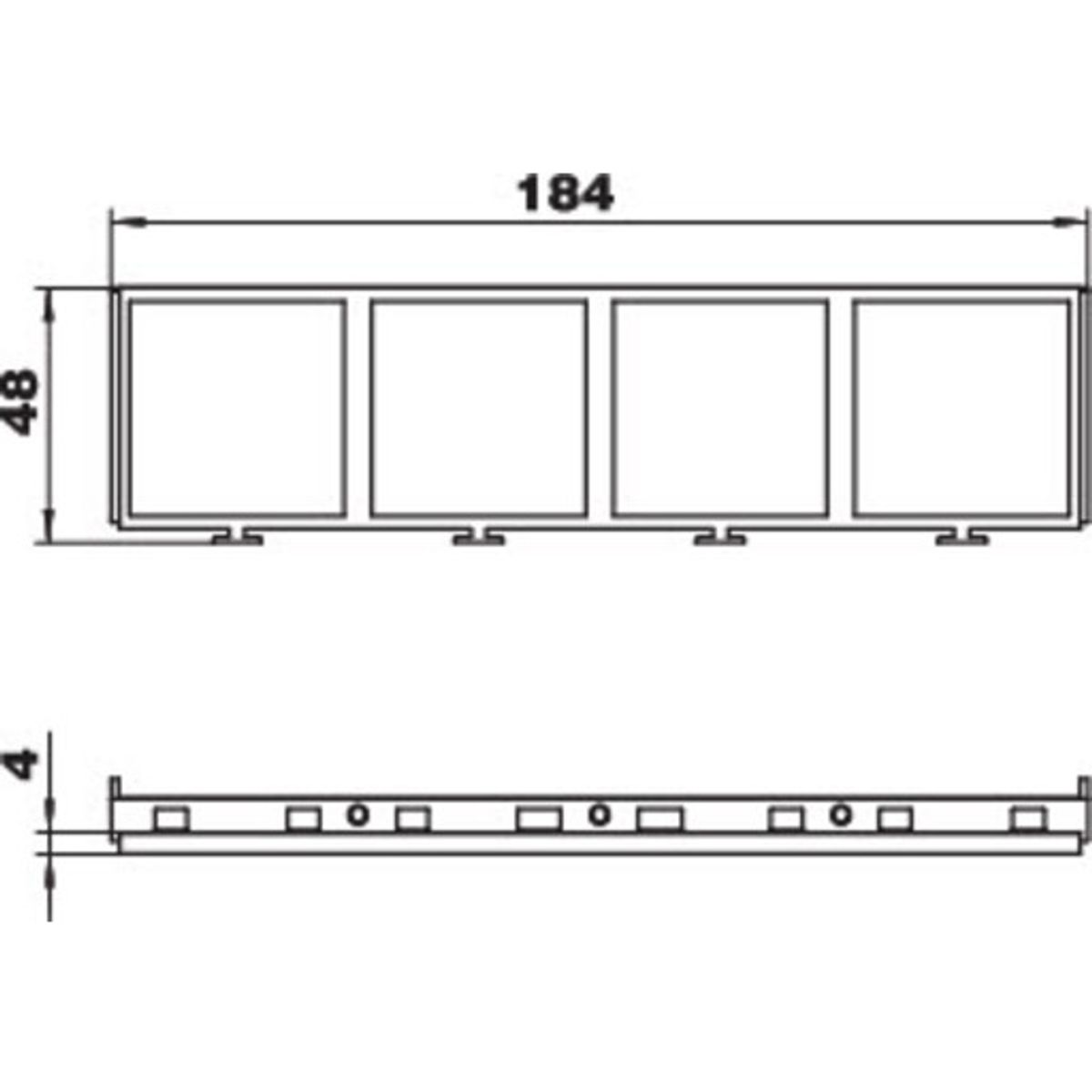 Indbygningsramme til 4 x 1 modul 45, MT45V 4