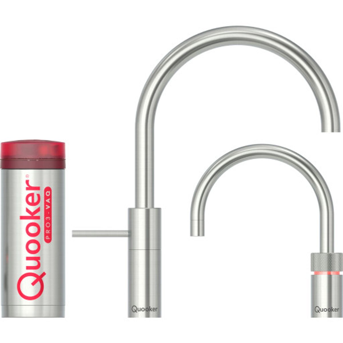 Quooker Twintaps Round sæt, 3 liter, stål