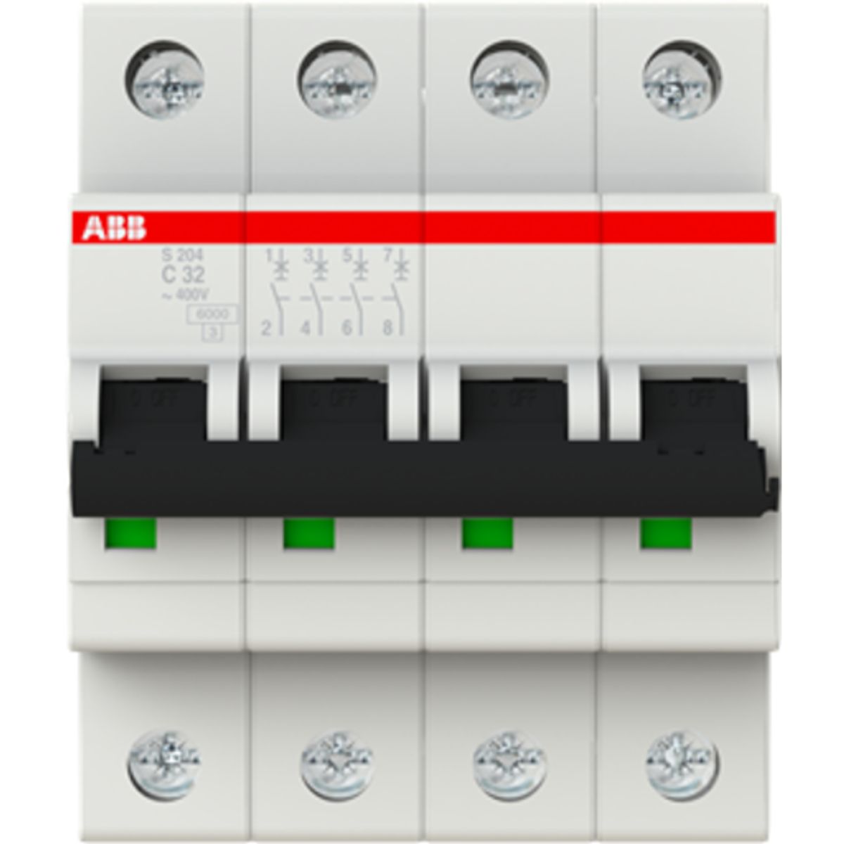 Automatsikring C 32A 4P, 6kA, S204-C32