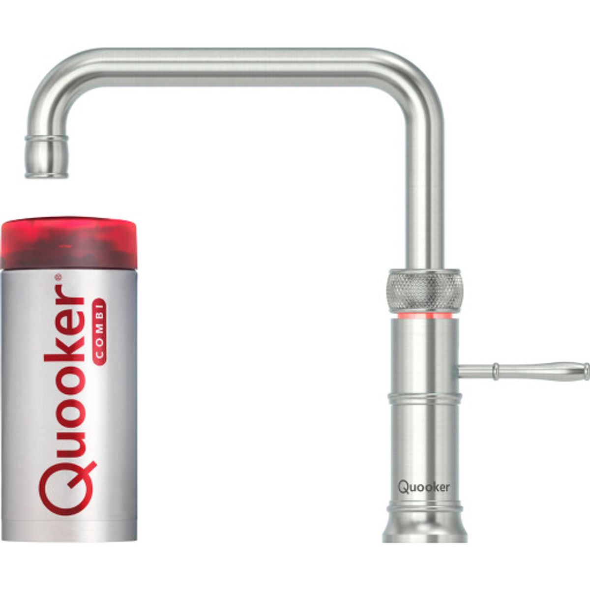 Quooker Classic Fusion Square, køkkenarmatur, Combi+ beholder, stål