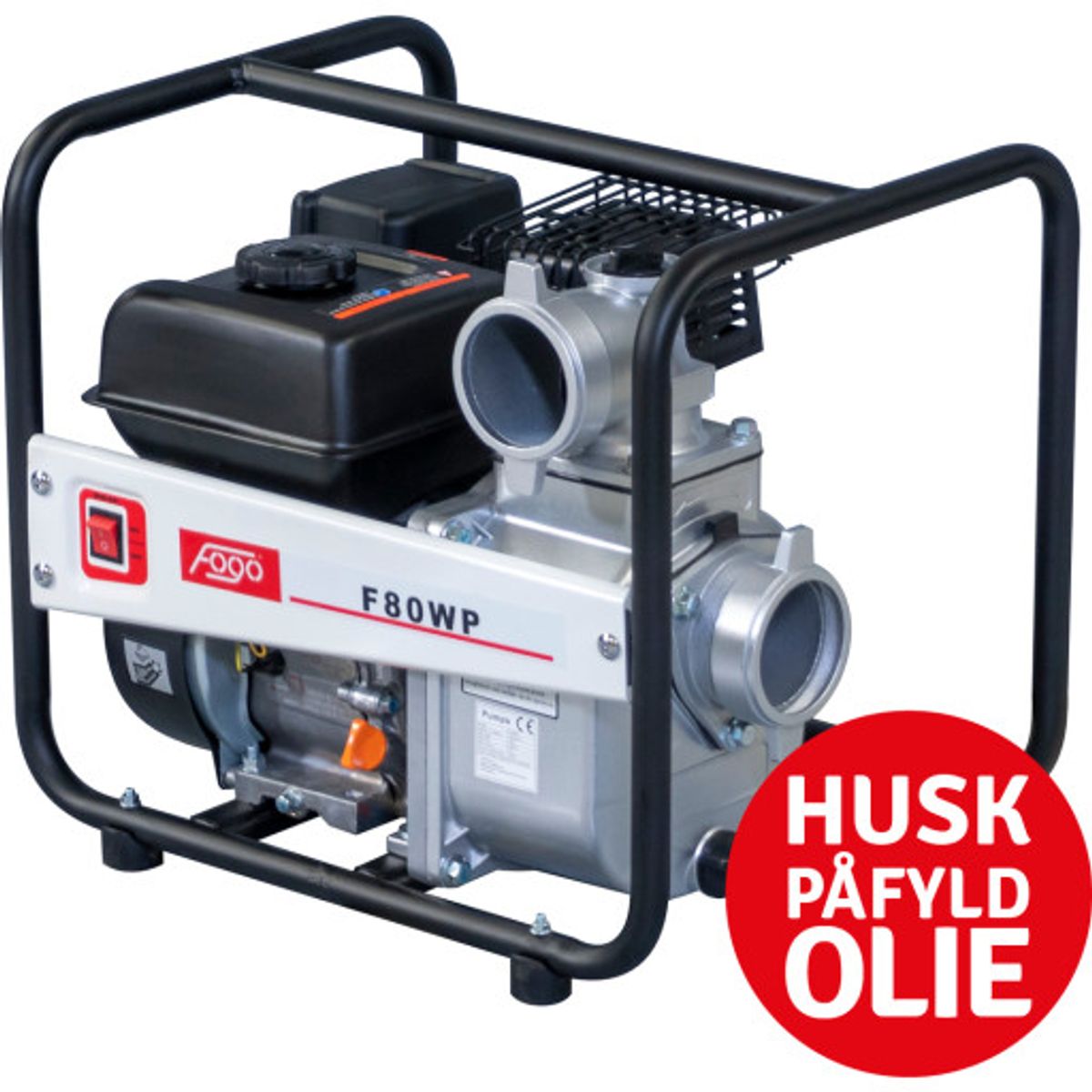 Fogo F80WP 3" pumpe med Rato benzinmotor, 1000 l/min.