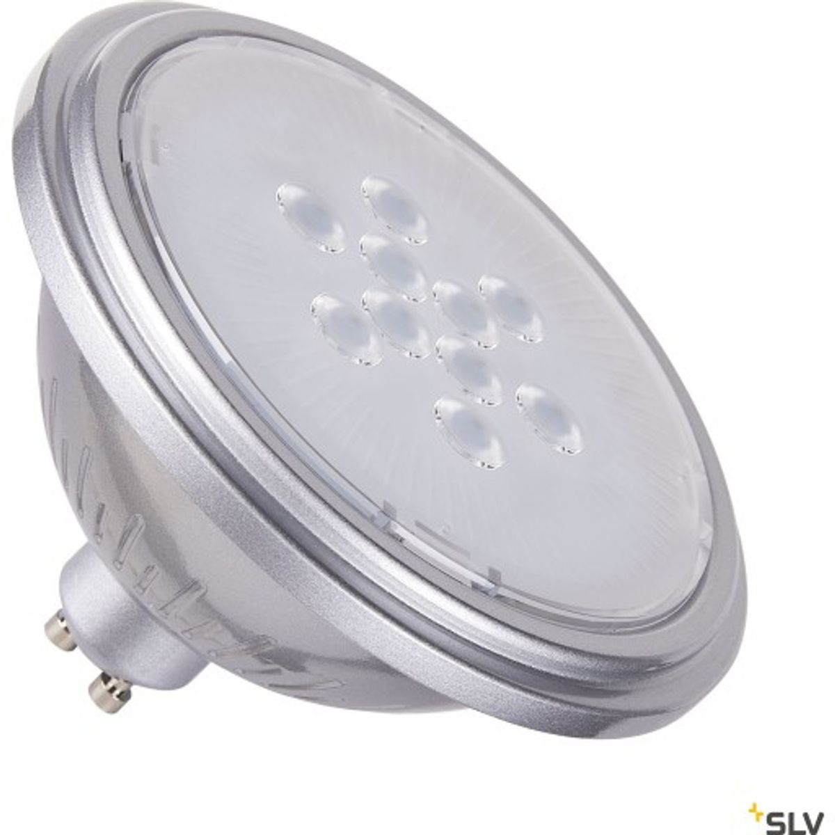 QPAR111 GU10, LED-lyskilde sølv 7W 2700K CRI90 25°