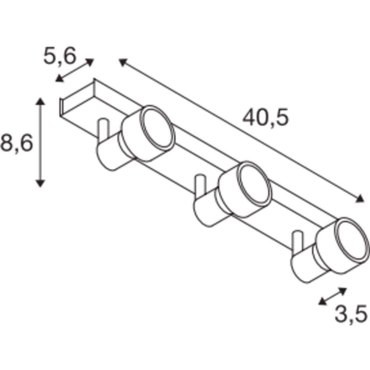 PURI loftlampe,3 spot, GU10, med dekoring, sort