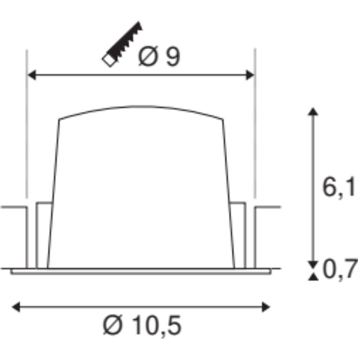 NUMINOS M, indbygningsspot, 17W, 2700K, 55°, hvid/sort