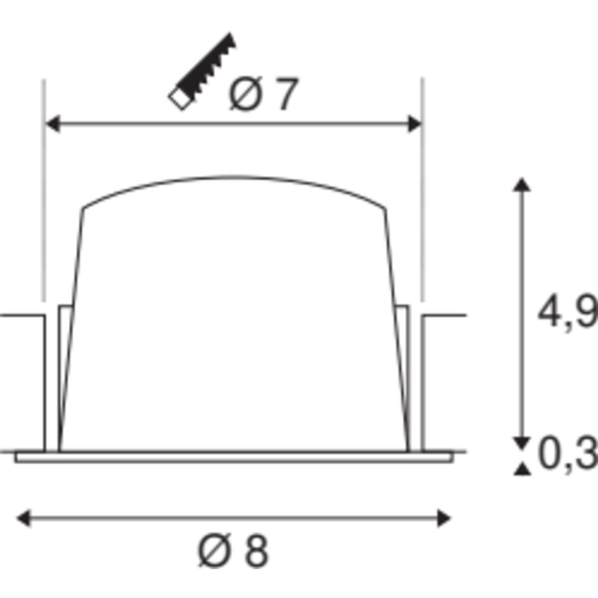 NUMINOS S, indbygningsspot, 8W, 4000K, 55°, sort/hvid