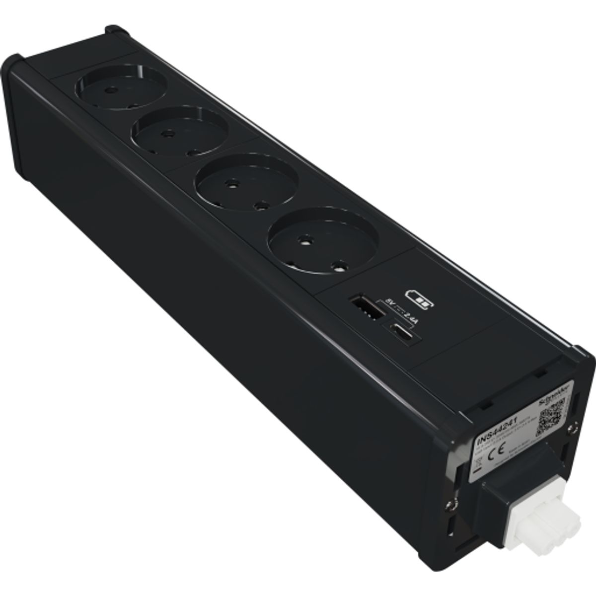 Møbelboks 4x230V + USB A/C koksgrå