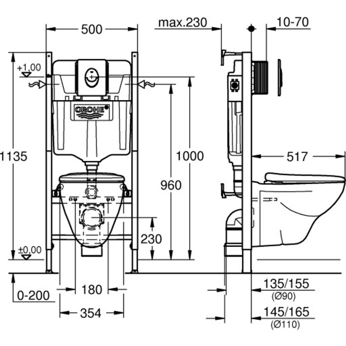 Solido 4in1 med keramik WC 1,13m SC