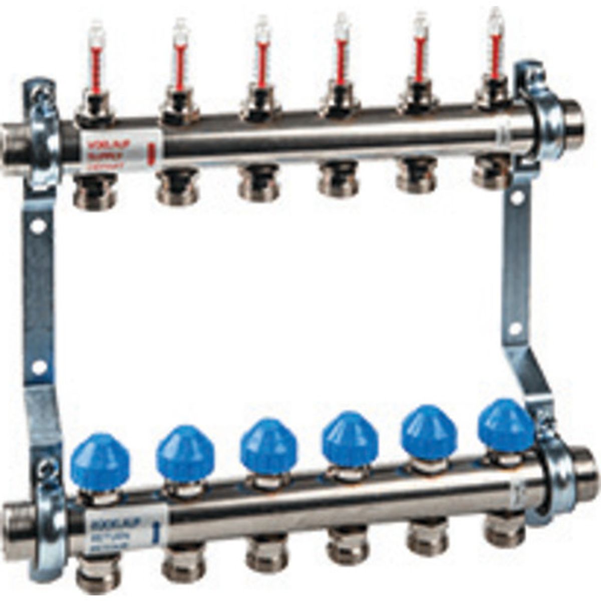 WATTS manifold 1", flowmeter, endesæt og beslag, 6 kredse