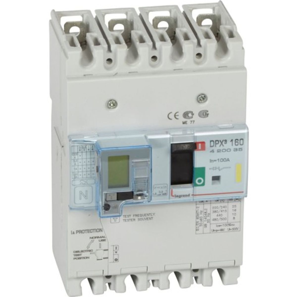 DPX3 160 maksimalafbryder termo 100A 4Pol 16ka fejlstrøm type-A