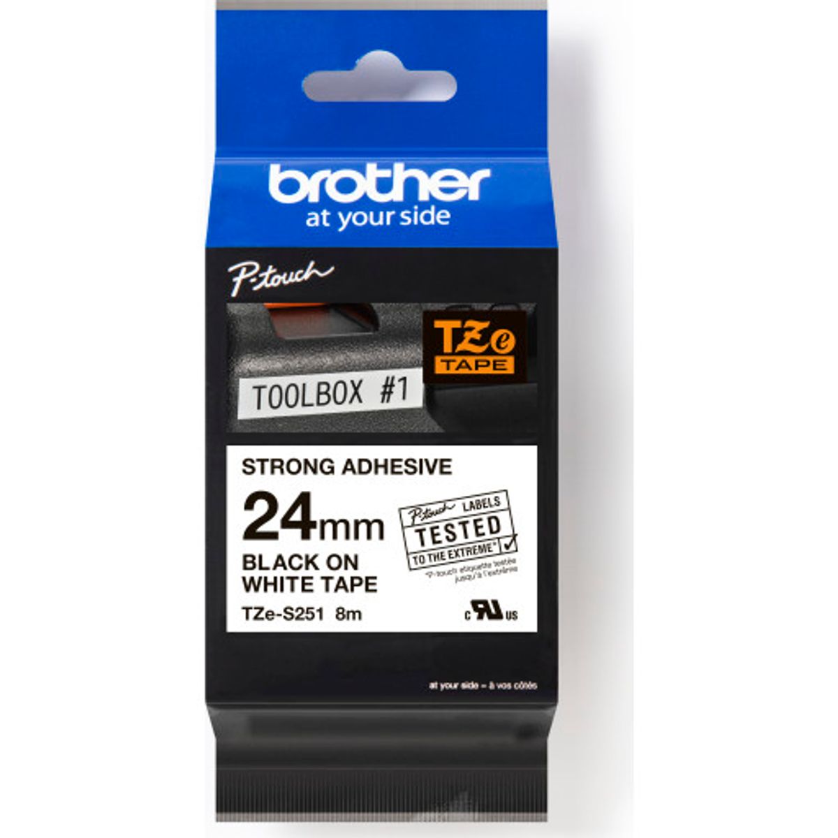 brother tape TZeS251, sort/hvid, 24 mm x 8 m