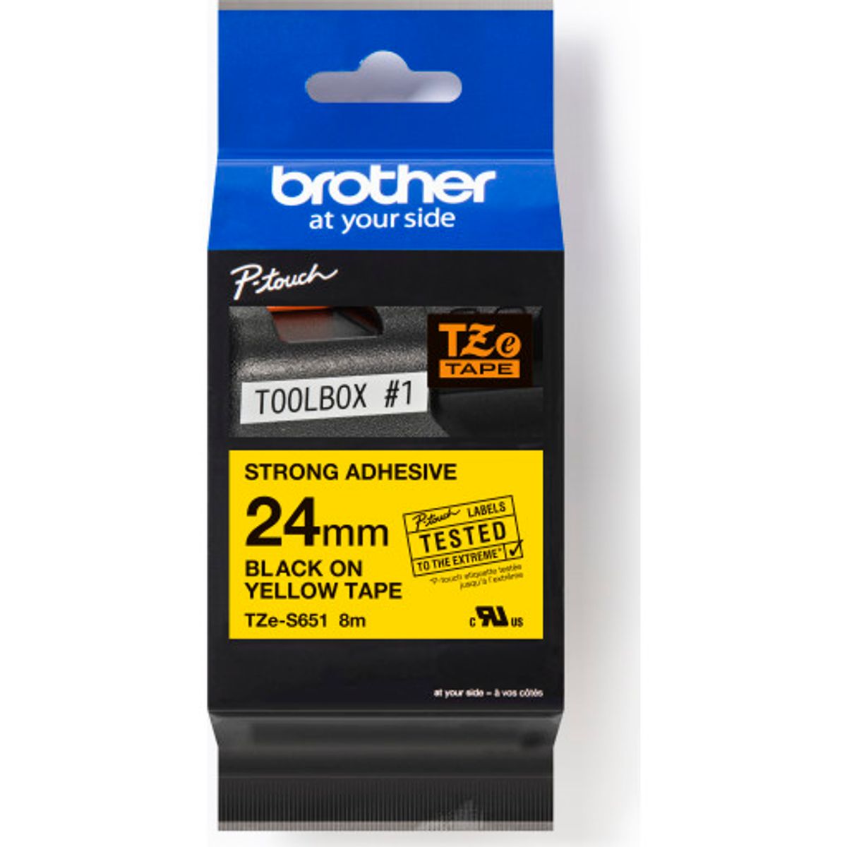 brother tape TZeS651, sort/gul, 24 mm x 8 m