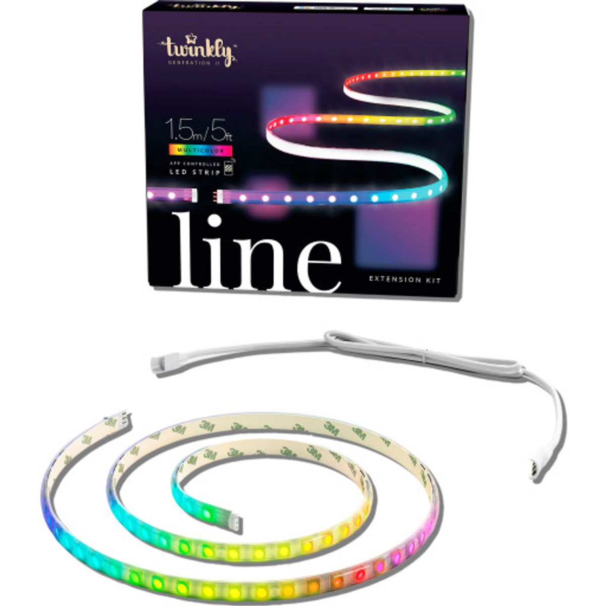 Twinkly Line magnetisk LED bånd forlængersæt, 1,5 meter, farvet lys