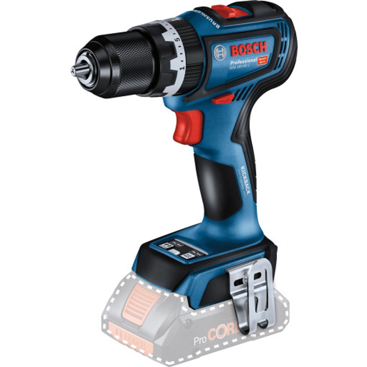 Bosch GSB18V-90C Professional slagboremaskine u. batteri