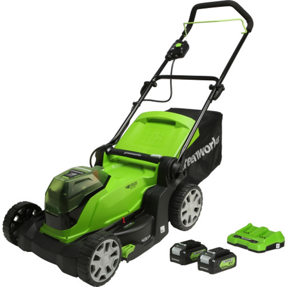 Greenworks plæneklipper 41cm - 24V m. 2 x 2,0Ah batteri & lader