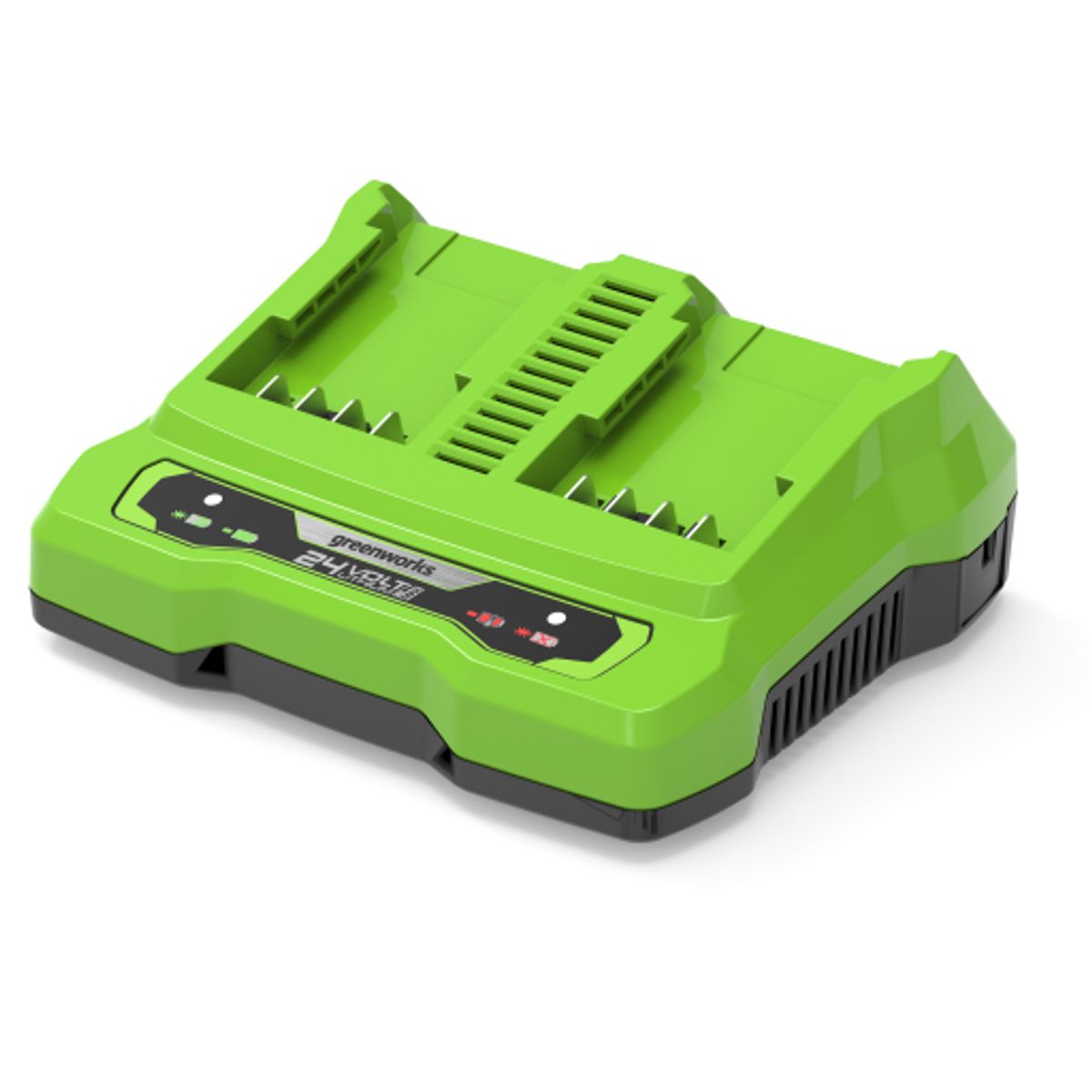 Greenworks hurtig lader t. 2 x Greenworks 24V batterier