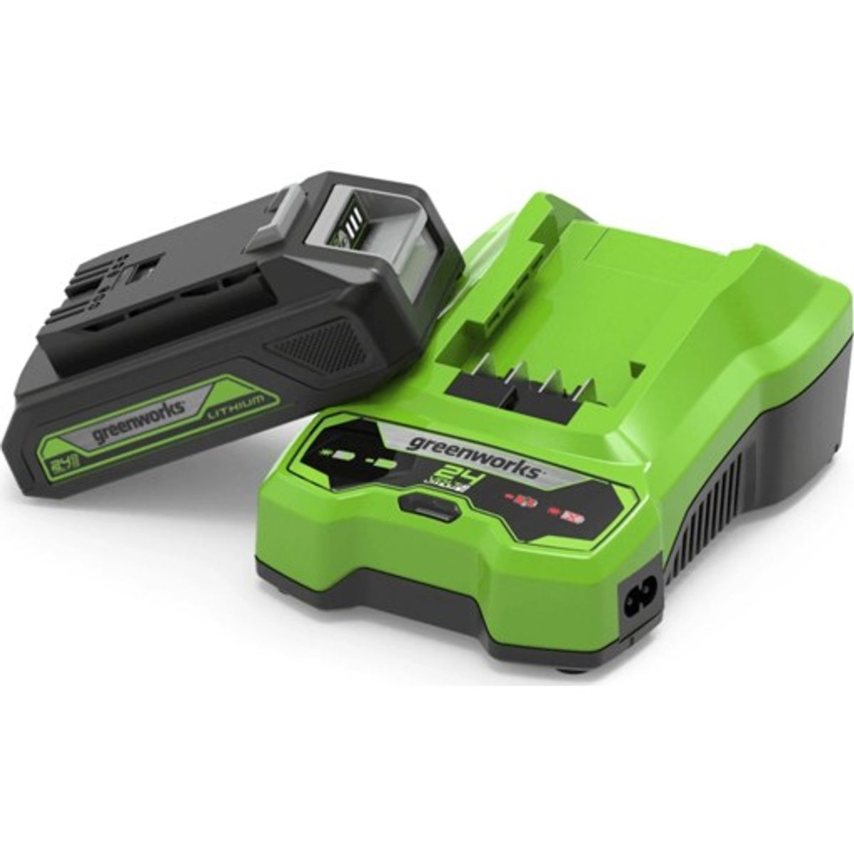 Greenworks batterisæt m. oplader & 1 x 24V/4,0Ah batteri