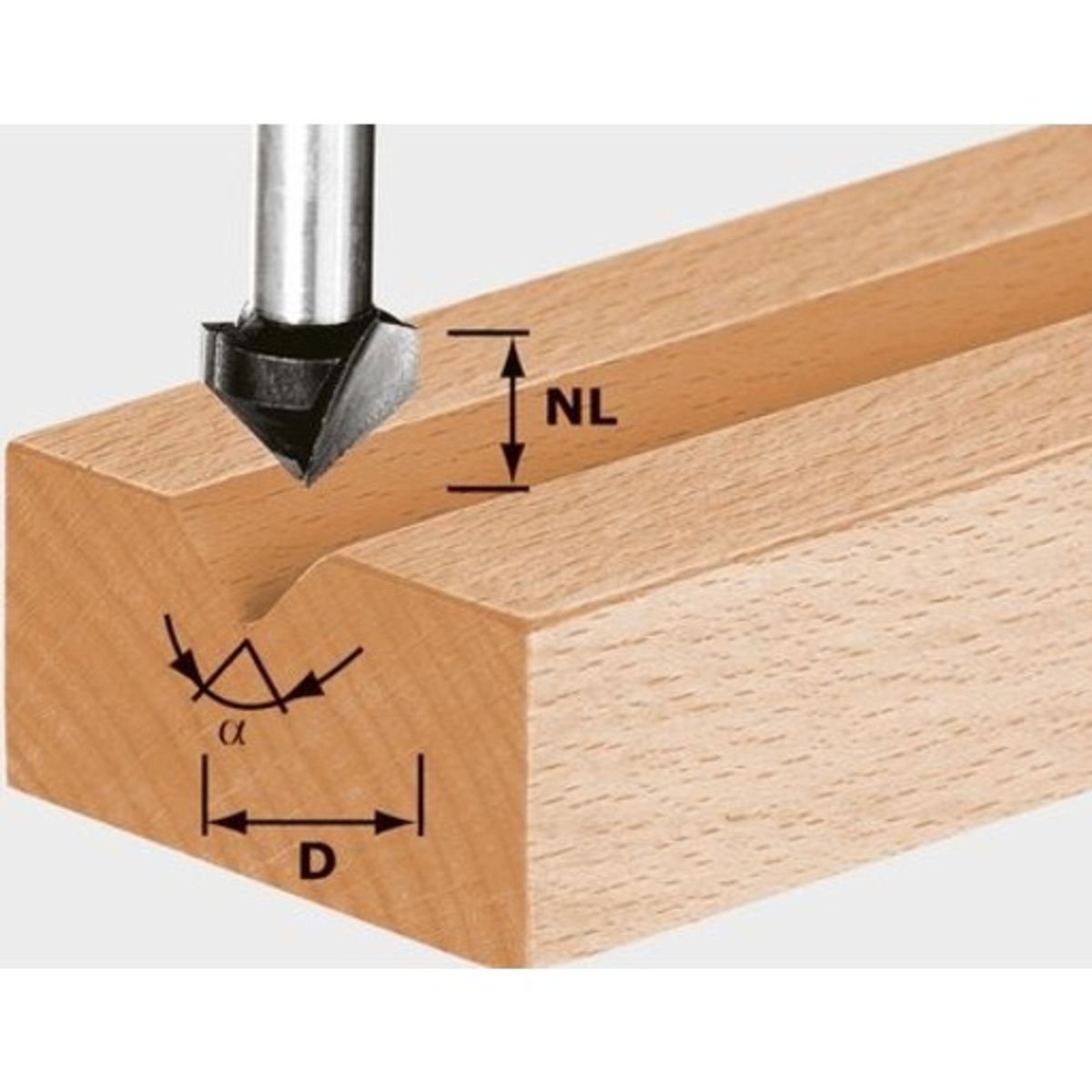 V-notfræser HM Ø 14,0x 7,0mm