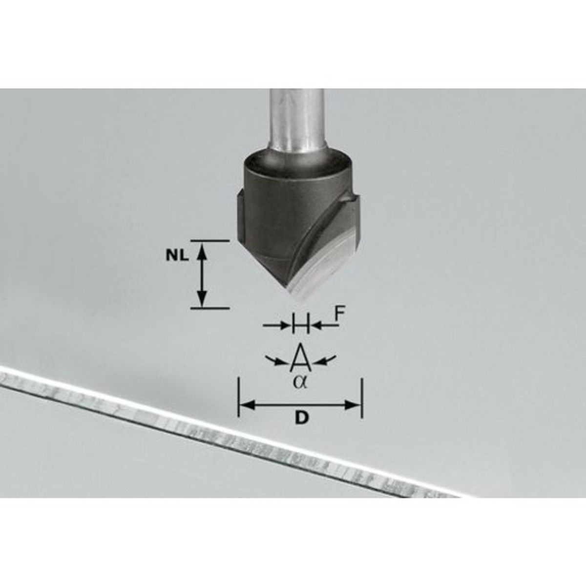 V-notfræser HW S8 D18-90°/Alu