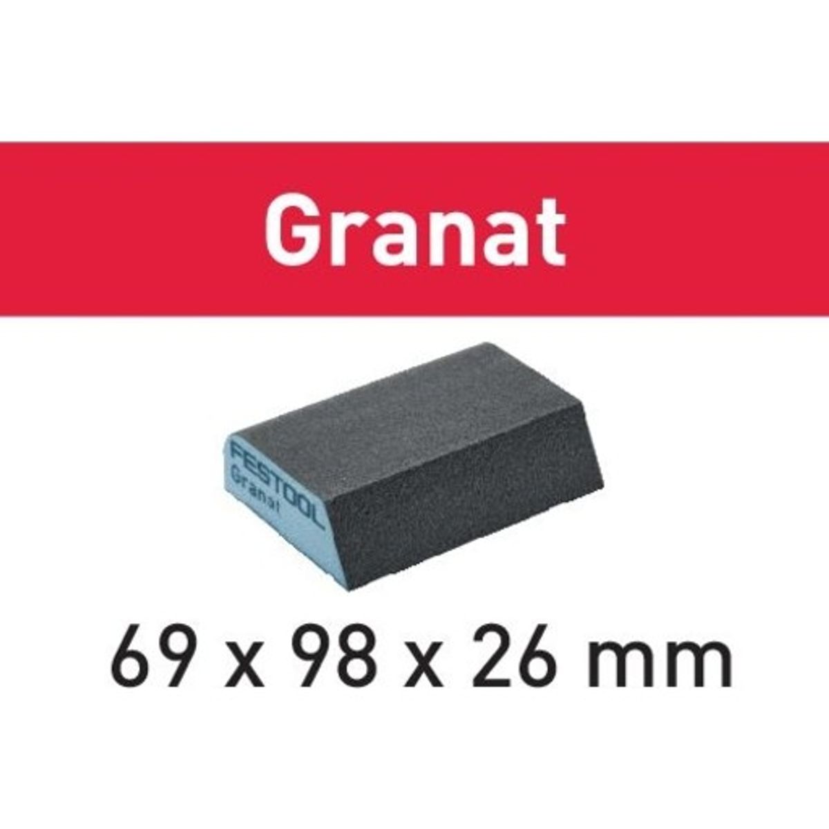 Slibeklods Granat, 69x98x26 mm, rund og spids side, K120, 6 stk.