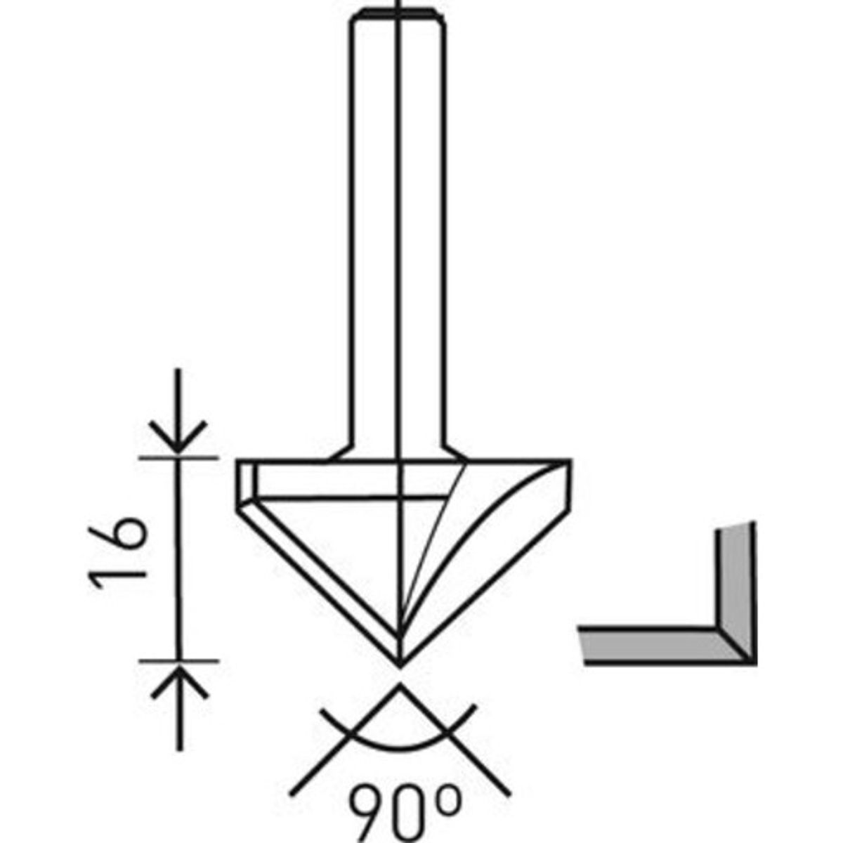 V-notfræser HM Ø 32,0x16,0mm