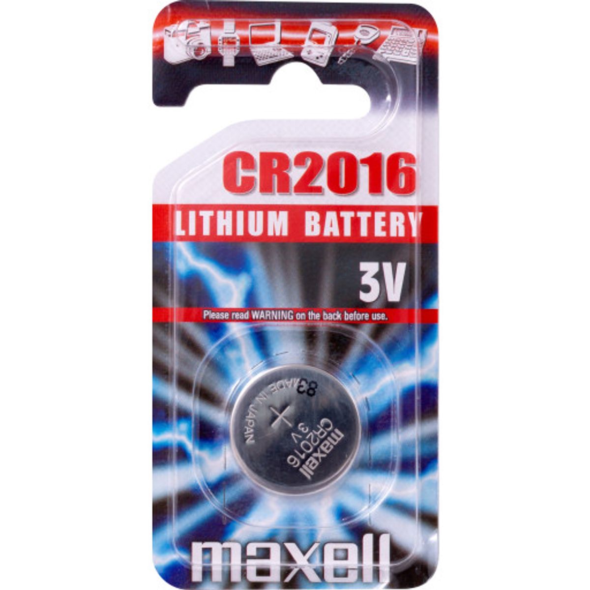 Maxell Lithium CR2016 knapcelle batteri, 1 stk.