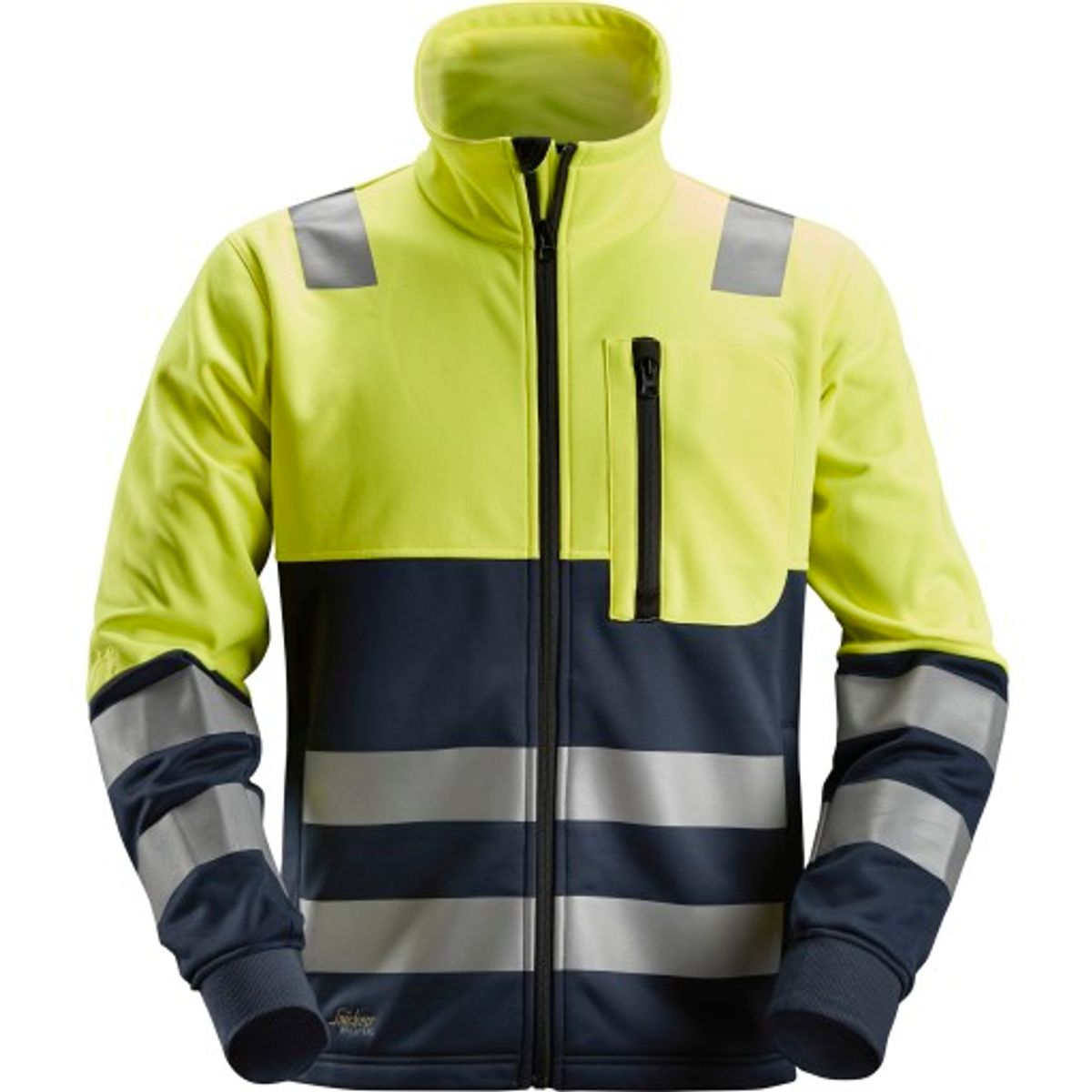 Snickers AW fleecejakke 8035, High-Vis kl.2 gul/navy, str. XL